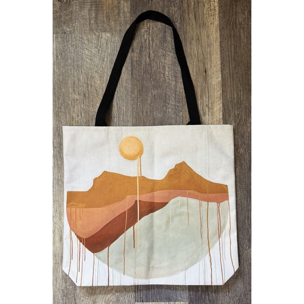 New Artisan Desert Landscape Tote Bag Southwest Canvas Oversized Book Bag Market